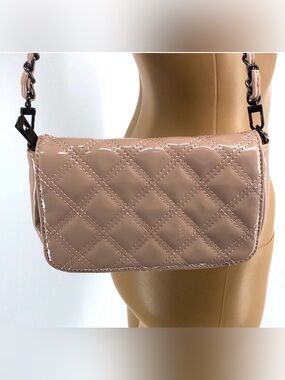 Big Buddha Pastel Pink Quilted Vinyl Chain Strap Crossbody Bag